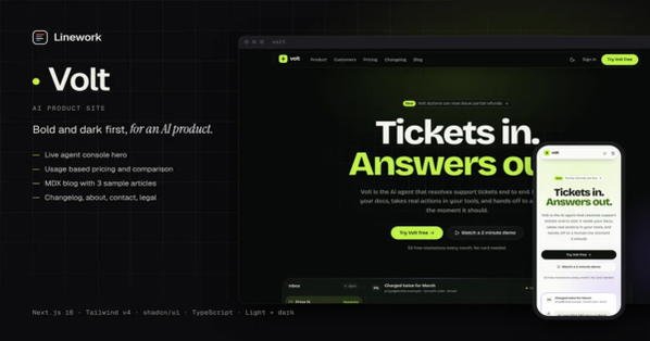 Volt: Modern Next.js AI Product Website Template